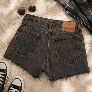 Vintage 1992 Levi’s 560 Cut-Off Black Jean Shorts USA Made denim Grunge Festival